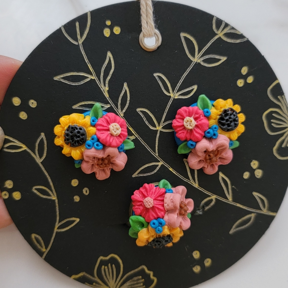 Three pieces polymer clay jewelry